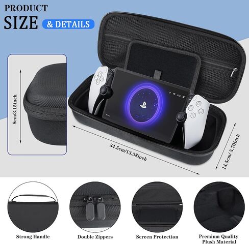 Osenvic Premium Careing Case PlayStation Portal ، حالة تخزين السفر للحصول على لوحات مفاتيح ألعاب PS5 المحمولة ، PS PS Portal Black Handbag مع واقي شاشة 2 in Saudi Arabia