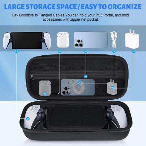 Osenvic Premium Careing Case PlayStation Portal ، حالة تخزين السفر للحصول على لوحات مفاتيح ألعاب PS5 المحمولة ، PS PS Portal Black Handbag مع واقي شاشة 2 in Saudi Arabia