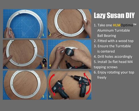 Hlmoptimo Lazy Susan تحمل 12 بوصة محمل كرة دوار من الألومنيوم ، تيرنر الثقيلة التي تحمل دوارة دافعة صامتة تحمل دوارة محمل 8/10/12/14 بوصة (12 بوصة) in Kuwait