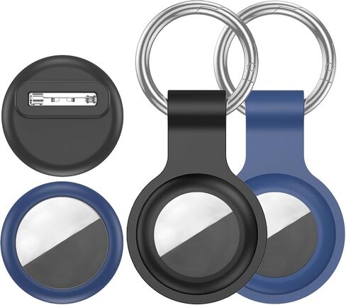 [4 Pack Family Set] Case Compatible with Apple AirTag Holder, 2 Keyring + 2 Pin-Style Secure Protectors, Durable Silicone Anti-Loss Shockproof GPS Cover for Kids, Pets, Bags, Luggage Tracking in Saudi Arabia