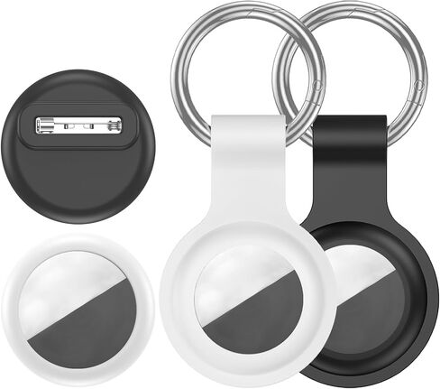 [4 Pack Family Set] Case Compatible with Apple AirTag Holder, 2 Keyring + 2 Pin-Style Secure Protectors, Durable Silicone Anti-Loss Shockproof GPS Cover for Kids, Pets, Bags, Luggage Tracking in Saudi Arabia