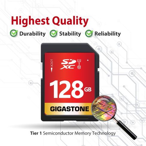 Gigastone 128gb SD بطاقة 5 عبوات UHS-I U1 Class 10 SDXC Card Card Full HD للكاميرا الرقمية Canon ، بطاقة SD كاملة الحجم ، مع 5 علبة صغيرة in Saudi Arabia