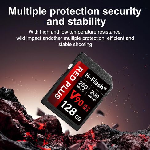 128GB SDXC V90 Memory Card – 260MB/s Read, 200MB/s Write | Ideal for 8K, HDR, and 360º Video | High-Performance SD Card for Cameras, Photographers & Content Curators in Kuwait