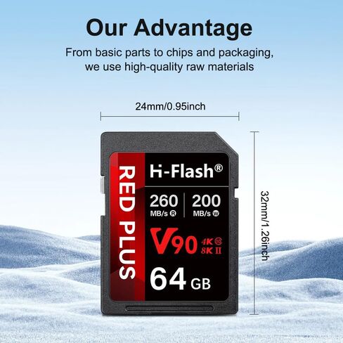 128GB SDXC V90 Memory Card – 260MB/s Read, 200MB/s Write | Ideal for 8K, HDR, and 360º Video | High-Performance SD Card for Cameras, Photographers & Content Curators in Kuwait