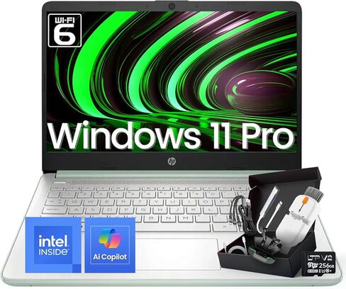 HP 2025 14 Inch Ultra Light Laptop, Stylish Willow Green, Intel Processor N150, 16GB RAM, 384GB Storage(128GB UFS+256GB MSD), Wi-Fi 6, Windows 11 Pro, Copilot Key, w/Accessories in Kuwait