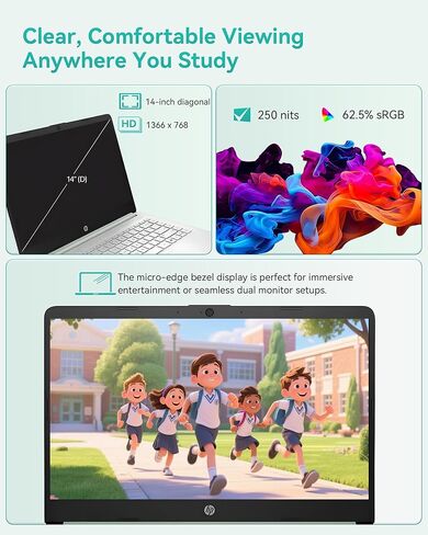 HP 2025 14 Inch Ultra Light Laptop, Stylish Willow Green, Intel Processor N150, 16GB RAM, 384GB Storage(128GB UFS+256GB MSD), Wi-Fi 6, Windows 11 Pro, Copilot Key, w/Accessories in Kuwait