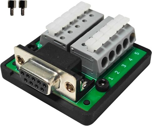DB9 Connector Breakout Board with Spring Terminal Connectors for CAN and RS232 Serial Communication, Solderless Wiring (DB9ST-F-A) in Saudi Arabia