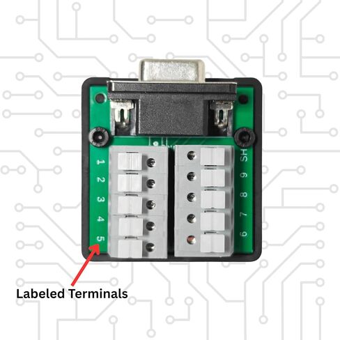 DB9 Connector Breakout Board with Spring Terminal Connectors for CAN and RS232 Serial Communication, Solderless Wiring (DB9ST-F-A) in Saudi Arabia