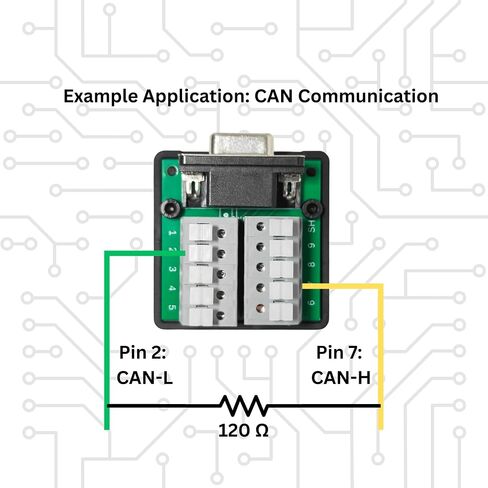 DB9 Connector Breakout Board with Spring Terminal Connectors for CAN and RS232 Serial Communication, Solderless Wiring (DB9ST-F-A) in Saudi Arabia