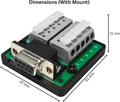 DB9 Connector Breakout Board with Spring Terminal Connectors for CAN and RS232 Serial Communication, Solderless Wiring (DB9ST-F-A) in Saudi Arabia