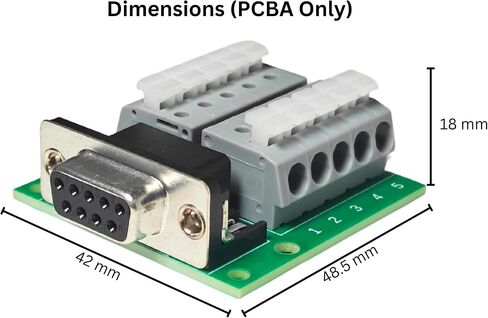 DB9 Connector Breakout Board with Spring Terminal Connectors for CAN and RS232 Serial Communication, Solderless Wiring (DB9ST-F-A) in Saudi Arabia