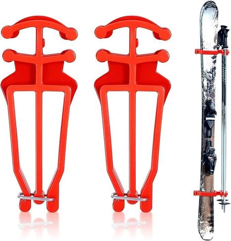 Cross Country Skis and Poles Holder, Universal Ski Pole Clips Holder Ski Pole Carrier Ski Accessories, 1 Pair, Red in Saudi Arabia