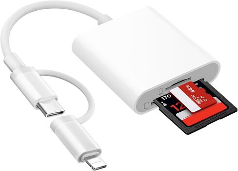 قارئ بطاقة SD لـ iPhone ipad Mac ، USB C & Lightning Dual Connector Camera Camera Adapter to iPhone ، قارئ بطاقة ذاكرة محول بطاقة SD لبطاقة SD/TF/SIM ، والتوصيل والتشغيل ، وملحقات الكاميرا in Kuwait