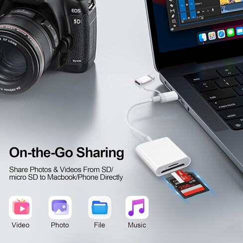 قارئ بطاقة SD لـ iPhone ipad Mac ، USB C & Lightning Dual Connector Camera Camera Adapter to iPhone ، قارئ بطاقة ذاكرة محول بطاقة SD لبطاقة SD/TF/SIM ، والتوصيل والتشغيل ، وملحقات الكاميرا in Kuwait