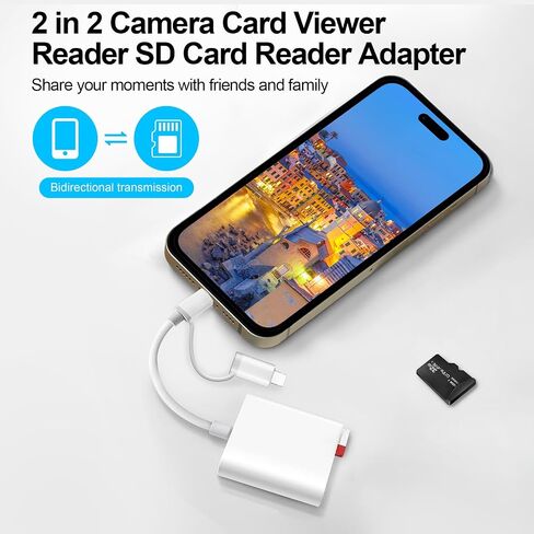 قارئ بطاقة SD لـ iPhone ipad Mac ، USB C & Lightning Dual Connector Camera Camera Adapter to iPhone ، قارئ بطاقة ذاكرة محول بطاقة SD لبطاقة SD/TF/SIM ، والتوصيل والتشغيل ، وملحقات الكاميرا in Kuwait
