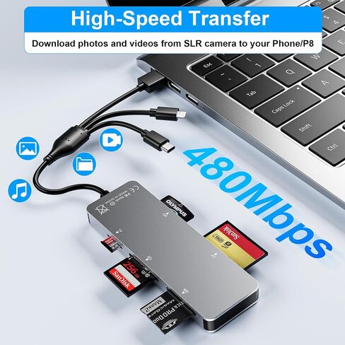 XD Card Reader, SD Card Reader for iPhone, 3 in 1 SD/TF/XD Picture Reader for Lightning/USB C/USB A Device, Lightning+USB A+USB C xd Picture Card Adapter for iPhone 16/15/14/13/iPad/PC/Android in Saudi Arabia