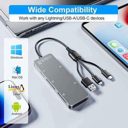 XD Card Reader, SD Card Reader for iPhone, 3 in 1 SD/TF/XD Picture Reader for Lightning/USB C/USB A Device, Lightning+USB A+USB C xd Picture Card Adapter for iPhone 16/15/14/13/iPad/PC/Android in Saudi Arabia