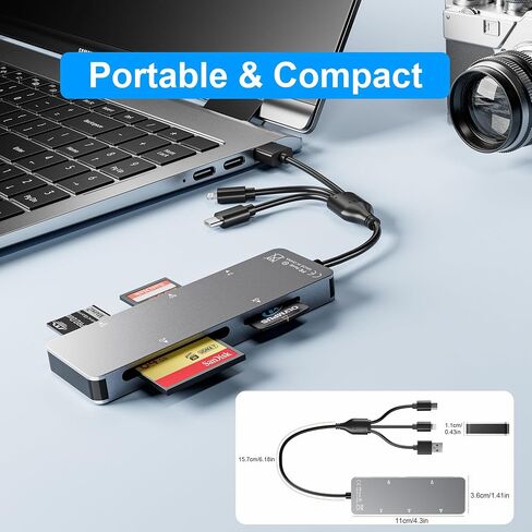 XD Card Reader, SD Card Reader for iPhone, 3 in 1 SD/TF/XD Picture Reader for Lightning/USB C/USB A Device, Lightning+USB A+USB C xd Picture Card Adapter for iPhone 16/15/14/13/iPad/PC/Android in Saudi Arabia