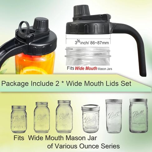 Mason Jar Pour Spout Spout Wid مع مقبض ، فولاذ مقاوم للصدأ صب أغطية Cap Flip للجرار Mason واسعة ومنتظمة للفم العادية ، وتسرب الإثبات غطاء محكم لشرب السلطة الغذائية in Saudi Arabia