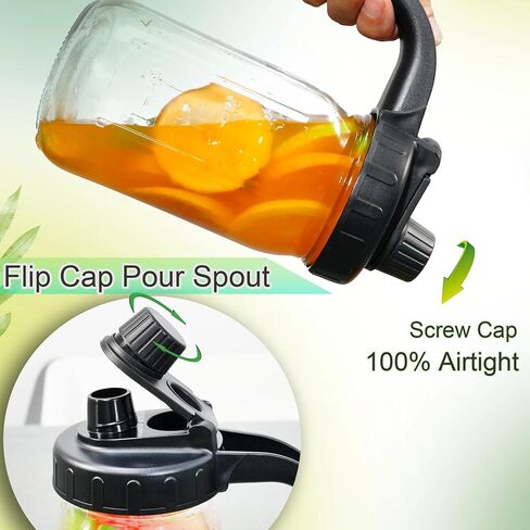 Mason Jar Pour Spout Spout Wid مع مقبض ، فولاذ مقاوم للصدأ صب أغطية Cap Flip للجرار Mason واسعة ومنتظمة للفم العادية ، وتسرب الإثبات غطاء محكم لشرب السلطة الغذائية in Saudi Arabia