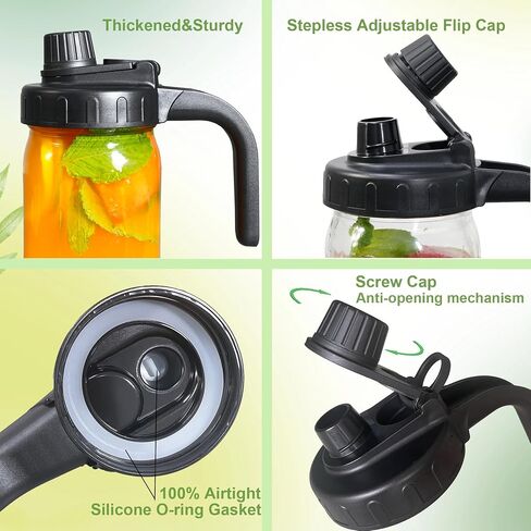 Mason Jar Pour Spout Spout Wid مع مقبض ، فولاذ مقاوم للصدأ صب أغطية Cap Flip للجرار Mason واسعة ومنتظمة للفم العادية ، وتسرب الإثبات غطاء محكم لشرب السلطة الغذائية in Saudi Arabia