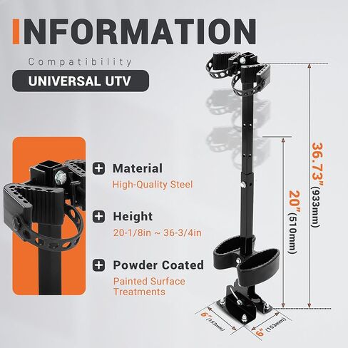 ECOTRIC Universal Adjustable Gun Rack Holder Compatible with Polaris Ranger RZR General Can-Am Defender Pioneer Maverick Kawasaki Mule Teryx Kubota Golf Cart Gun Vertical Floor Mount Truck UTV Steel in Saudi Arabia