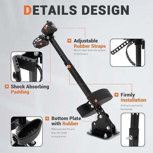 ECOTRIC Universal Adjustable Gun Rack Holder Compatible with Polaris Ranger RZR General Can-Am Defender Pioneer Maverick Kawasaki Mule Teryx Kubota Golf Cart Gun Vertical Floor Mount Truck UTV Steel in Saudi Arabia