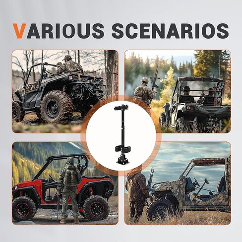 ECOTRIC Universal Adjustable Gun Rack Holder Compatible with Polaris Ranger RZR General Can-Am Defender Pioneer Maverick Kawasaki Mule Teryx Kubota Golf Cart Gun Vertical Floor Mount Truck UTV Steel in Saudi Arabia