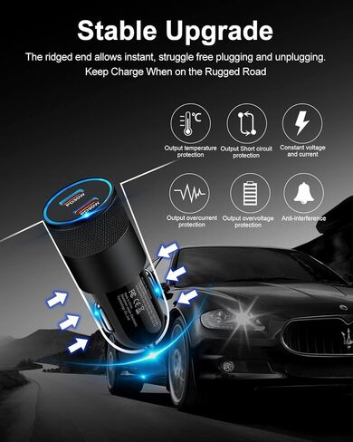 60W USB C Car Charger, 2 Pack AILKIN USB C Cigarette Lighter Adapter Fast Charging Dual Port PD3.0 Type C Car Charger Plug Compatible with iPhone 16 15 14 13 12 Pro Max Galaxy S25/S24/23 Pixel 9 8 Pro in Saudi Arabia