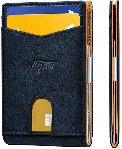 BULLIANT Slim Wallet Men, Leather Wallet Front Pocket Card Holders for Men 3"X4.3",11Cards+Money Clip+Coin Pocket in Kuwait