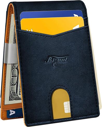 BULLIANT Slim Wallet Men, Leather Wallet Front Pocket Card Holders for Men 3"X4.3",11Cards+Money Clip+Coin Pocket in Kuwait