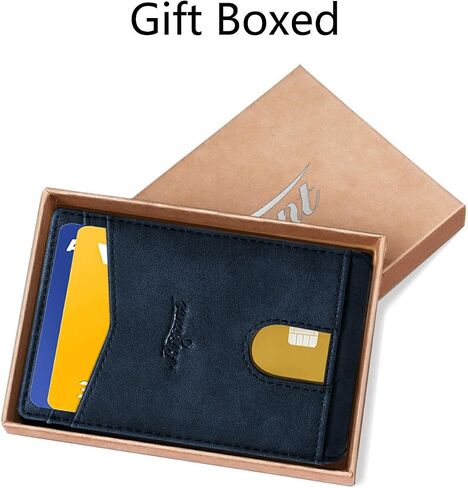 BULLIANT Slim Wallet Men, Leather Wallet Front Pocket Card Holders for Men 3"X4.3",11Cards+Money Clip+Coin Pocket in Kuwait