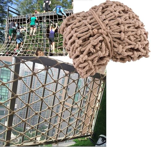 ملعب متين تسلق حبل القنب الحبل للبالغين والأطفال الطبيعية Trellis Trellis الشبكة الأمان لمكافحة حماية حديدي الشرفة (2MX5M (6.5ftx16.4ft)) in Kuwait