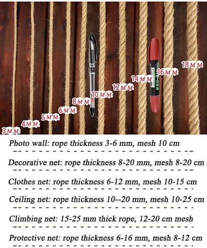 ملعب متين تسلق حبل القنب الحبل للبالغين والأطفال الطبيعية Trellis Trellis الشبكة الأمان لمكافحة حماية حديدي الشرفة (2MX5M (6.5ftx16.4ft)) in Kuwait