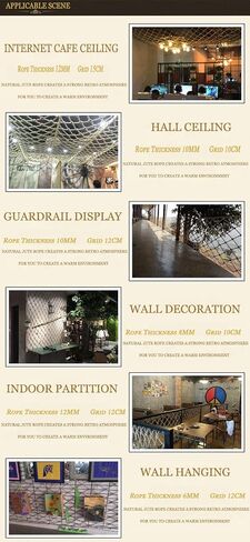 ملعب متين تسلق حبل القنب الحبل للبالغين والأطفال الطبيعية Trellis Trellis الشبكة الأمان لمكافحة حماية حديدي الشرفة (2MX5M (6.5ftx16.4ft)) in Kuwait