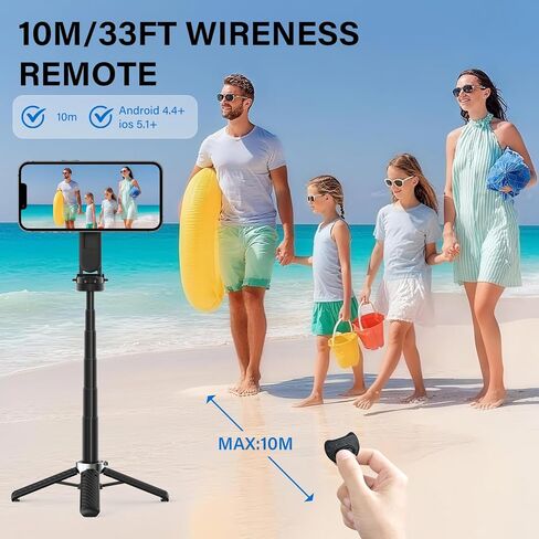 Opticnock 4-in-1 Selfie Magnetic Selfie لعصا iPhone/Android-360 درجة قابلة للتدوير ، قابلة للتمديد مع جهاز التحكم عن بعد اللاسلكي | حجم الجيب | يتضمن حلقة الهاتف (1pc) in Kuwait
