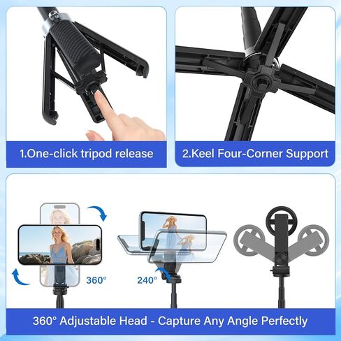 Opticnock 4-in-1 Selfie Magnetic Selfie لعصا iPhone/Android-360 درجة قابلة للتدوير ، قابلة للتمديد مع جهاز التحكم عن بعد اللاسلكي | حجم الجيب | يتضمن حلقة الهاتف (1pc) in Kuwait