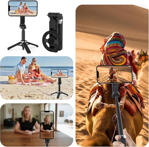 Opticnock 4-in-1 Selfie Magnetic Selfie لعصا iPhone/Android-360 درجة قابلة للتدوير ، قابلة للتمديد مع جهاز التحكم عن بعد اللاسلكي | حجم الجيب | يتضمن حلقة الهاتف (1pc) in Kuwait