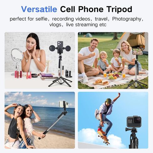 ترايبود Metal Selfie Stick لـ iPhone مع الخفيفة ، سعة 70 بوصة من Selfiestick مع حامل ثلاثي القوائم عن بُعد لتسجيل الفيديو ، وعصا سيلفي السفر المحمولة متوافقة مع iPhone و Android و GoPro in Saudi Arabia