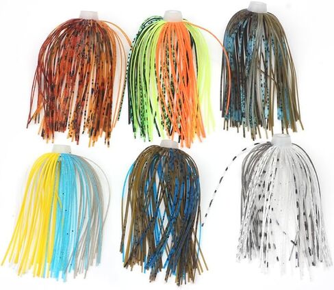 6 pcs/lot 88 Strands 64mm Silicone Skirts Elastic Hole Umbrella Skirts Fishing Accessories Buzzbaits Spinner Buzz Bait in Saudi Arabia