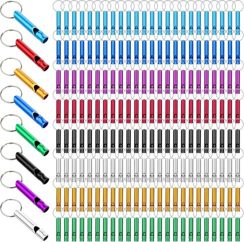 200 Pcs Emergency Whistles with Keychains, Aluminum Extra Loud Safety Survival Whistle, Bulk for Training Outdoor Sports Camping Hiking Boating Hunting, Multicolor in Saudi Arabia
