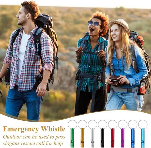 200 Pcs Emergency Whistles with Keychains, Aluminum Extra Loud Safety Survival Whistle, Bulk for Training Outdoor Sports Camping Hiking Boating Hunting, Multicolor in Saudi Arabia