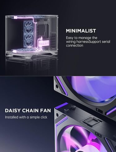 AsiaHorse Dawn Pro 120mm Case Fan, ARGB PWM 1850RPM / 68CFM Airflow, Forward & Reverse Blade Design, Low Noise, Precision HDB Bearings High Performance Unit PC Fan Modular Daisy Chain in Saudi Arabia