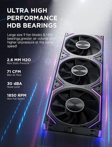 AsiaHorse Dawn Pro 120mm Case Fan, ARGB PWM 1850RPM / 68CFM Airflow, Forward & Reverse Blade Design, Low Noise, Precision HDB Bearings High Performance Unit PC Fan Modular Daisy Chain in Saudi Arabia