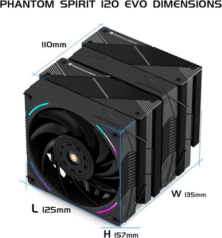 Thermalright Phantom Spirit 120 Evo CPU Air Cooler ، 7 × 6 مم أنابيب حرارة ، مروحة مزدوجة 2150 دورة في الدقيقة ، لـ AMD AM4 AM5/Intel 1700/1150/1151/1200/17xx/2011/1851 in Saudi Arabia