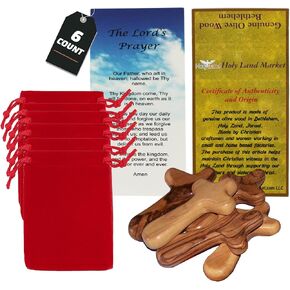 Holy Land Market Olive Wood Holding Cross 4 in, Gift Bags, 6 Pack in Kuwait