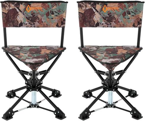 ARROWHEAD OUTDOOR 360° Degree Swivel Hunting Chair Stool Seat, Perfect for Blinds, No Sink Feet, Supports up to 450lbs, Carrying Case, Steel Frame, Fishing, High-Grade 600D Canvas in Kuwait