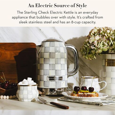 MACKENZIE-CHILDS Electric Kettle, Stainless-Steel Tea Kettle, Black-and-White Courtly Check in Saudi Arabia