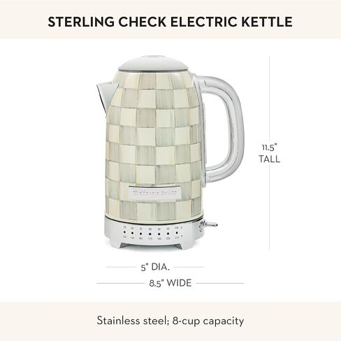 MACKENZIE-CHILDS Electric Kettle, Stainless-Steel Tea Kettle, Black-and-White Courtly Check in Saudi Arabia