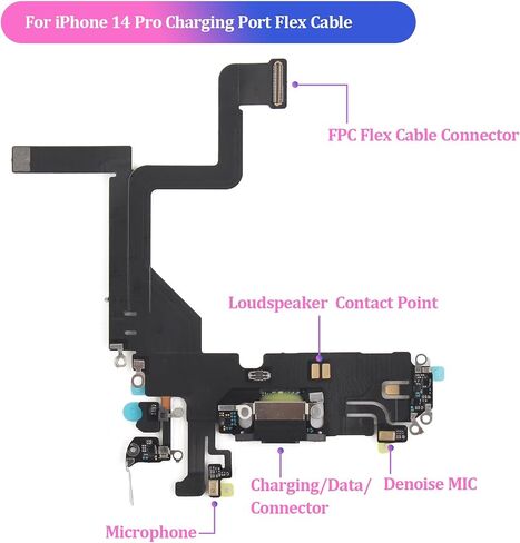 Replacement for iPhone 14 Pro Charging Port Dock Connector for iPhone 14 Pro Charging Port Replacement USB Charger Board Flex Cable Assembly Accessories with Repair Tools in Saudi Arabia